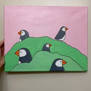 One of my original paintings :) “puffins on a hill”